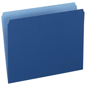 Esselte Pendaflex Two-Tone Color File Folder - Letter - 8.5" x 11" - Straight Tab Cut - 100 / Box - 11pt. - Navy Blue
