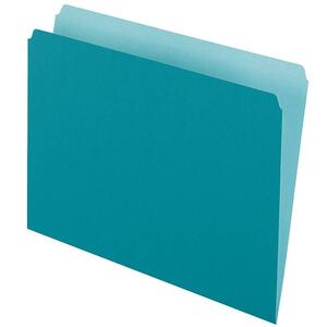 Esselte Pendaflex Two-Tone Color File Folder - Letter - 8.5" x 11" - Straight Tab Cut - 100 / Box - 11pt. - Teal