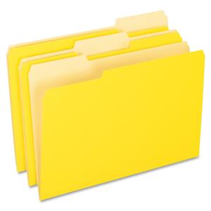 Pendaflex Two-Tone Color File Folder - Legal - 8.5" x 14" - 1/3 Tab Cut - 100 / Box - 11pt. - Yellow