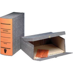 Esselte Oxford Box File - Letter2.5" Depth - External Dimensions 11" Height x 11.62" Width x 2.25" Depth - Black Marble, Orange