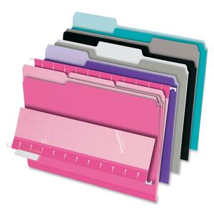 Esselte Pendaflex Interior File Folder - Letter - 8.5" x 11" - 1/3 Tab Cut - 100 / Box - Assorted