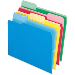 Esselte Pendaflex Cutless File Folder - Letter - 8.5" x 11" - 1/3 Tab Cut - 100 / Box - 11pt. - Assorted
