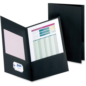 Esselte Double Pocket Leatherine Portfolio - Legal - 8.5" x 14" - 150 Sheet Capacity - 25 / Box - Black