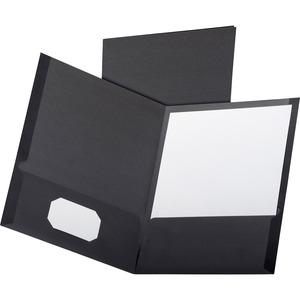 Esselte Oxford Linen Twin Pocket Portfolio - 8.5" x 11" - Letter - 5 / Pack - Black