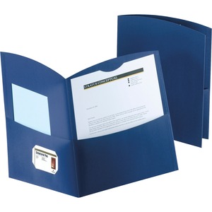 Esselte Contour Two Pocket Folder - Letter - 8.5" x 11" - 150 Sheet Capacity - 25 / Box - Dark Blue