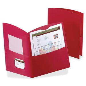 Esselte Contour Two Pocket Folder - Letter - 8.5" x 11" - 150 Sheet Capacity - 25 / Box - Red