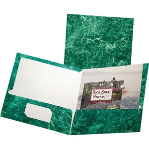 Esselte Marble Laminated Portfolio - 8.5" x 11" - Letter - 25 / Box - Emerald Green