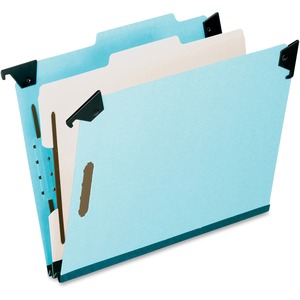 Esselte Recycled Hanging Classification Folder - Legal - 8.5" x 14" - 1 Divider - 2" Expansion - 1 Each - 25pt. - Blue