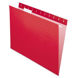 Esselte Pendaflex Essentials Colored Hanging Folder - Letter - 8.5" x 11" - 1/5 Tab Cut - 25 / Box - Red
