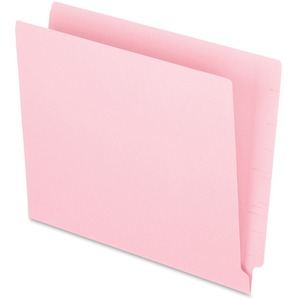 Esselte End Tab File Folder - Letter - 8.5" x 11" - Straight Tab Cut - 0.75" Expansion - 100 / Box - 11pt. - Pink