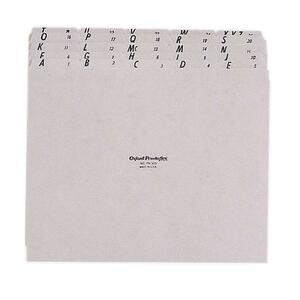 Esselte A-Z Pressboard Self Tab File Guide - 26 x Tab Printed A - Z - 5 Tab(s)/Set - 8.5" x 11" - 1 Set - Gray Tab