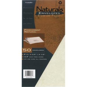 Geographics Naturals Parchment Envelope - #10 (4.12" x 9.5") - 60lb - Gummed - 50 / Pack - Parchment