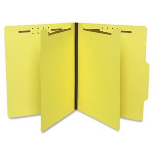 Gussco Top Tab Six-Part Folder - Letter - 8.5" x 11" - 2 Divider - 1" Expansion - 1" Capacity - 1 Each - 15pt. - Canary