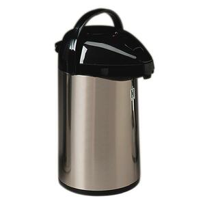Hormel Stainless Insulated Glass-Lined Airpot - 3 L - Vacuum - Black, Mirror Finish Stainless Steel
