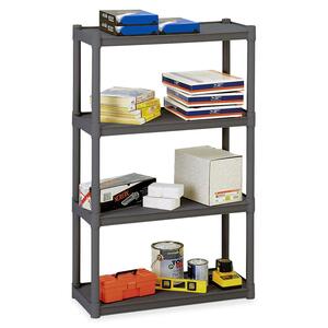 Iceberg 4-Shelf Open Storage System - 32" x 13" x 54" - Polypropylene - 4 x Shelf(ves) - Scratch-resistant, Rustproof, Dent-proof - Charcoal