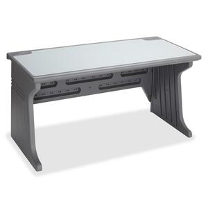 Iceberg Aspira Workstation Table - 60" Width x 28" Depth x 30" Height - Radius Edge - Resinite - Charcoal Tabletop