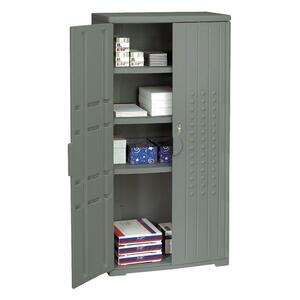 Iceberg Officeworks Storage Cabinet - 33" x 18" x 66" - Polyethylene, Resinite - 3 x Shelf(ves) - Security Lock, Scratch-resistant, Dent-proof, Chemical Resistant - Charcoal