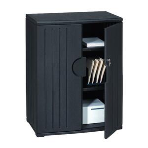 Iceberg Officeworks Storage Cabinet - 36" x 22" x 46" - Polyethylene, Resinite - 2 x Shelf(ves) - Security Lock, Scratch-resistant, Dent-proof, Chemical Resistant - Black