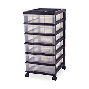 Iris Office Mini Chest12" x 16" x 27" - Plastic - 6 x File Drawer(s) - Black