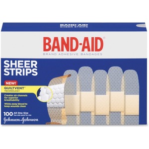 BAND-AID Sheer Adhesive Bandage - 0.75" - 100 / Box
