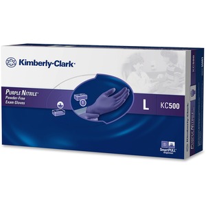 Kimberly-Clark Safeskin Nitrile Exam Gloves - Large Size - Powder-free, Latex-free - 100 / Box - Purple