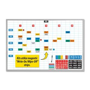 Magna Visual Economy Planner Board Kit - 36" x 24" - Steel, Aluminum Frame - White