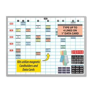 Magna Visual Magnetic Work Plan Kit - 36" x 24" - Porcelain - White