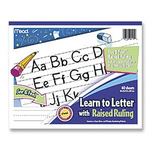 Mead Acadamie Raised Ruling Writing Tablet - 40 Sheet(s) - Ruled - 8" x 10" - 1 Each - White