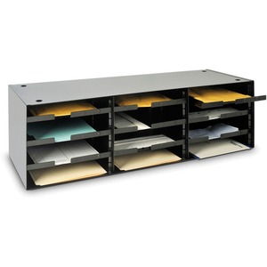 MMF Steelmaster Sort/Distribution Literature Rack - 10.37" x 33.5" x 12" - 12 Compartment(s) - Steel - Black
