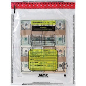 MMF Tamper-Evident Bundle Bag - Currency Bag - 15" x 20" - 3mil Thickness - Film - 250 / Box - Clear