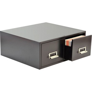 MMF 263F5816DBLA Steel Card Cabinet - 18.37" x 16" x 0.18" - Steel - 2 Drawer(s) - Stackable, Scratch-resistant, Chip-resistant, Security Lock - Black