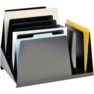 MMF Steelmaster 2648S2VBK Combination Vertical Slant Organizer - 12.75" x 15.25" x 11" - 5 Compartment(s), 3 Compartment(s) - Steel - Black