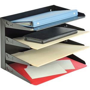 MMF Steelmaster Horizontal Organizer - 9.25" x 12" x 8.75" - 4 Compartment(s) - 4 Tier(s) - Steel - Black
