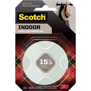 Scotch Mounting Tape - 0.5" Width x 75" Length - Acrylic - Double-sided - 1 Roll - White