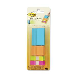 Post-it Pop-up Page Markers - Removable, Self-adhesive - 1" x 1.5" - Assorted - 200