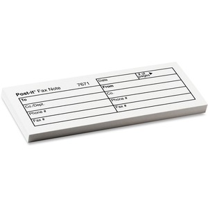 3M Post-it Printed Fax Note - 1.5" x 4" - 50 x Sheet - White