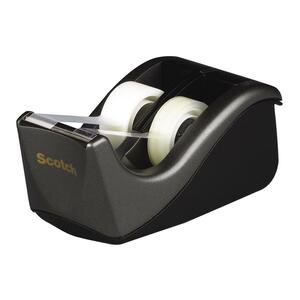 3M Scotch Tape Dispenser - Holds Total 2 Tape(s) - Refillable - Black