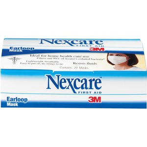 3M Nexcare Ear Loop Filter Mask - Polypropylene, Polyethylene, Aluminum - 20 / Box - White