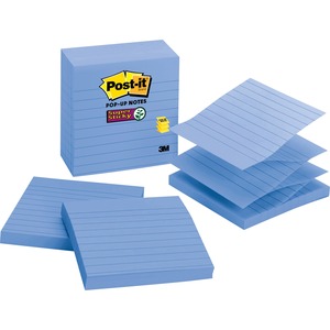 Post-it Super Sticky Pop-up Note - Pop-up, Self-adhesive - 4" x 4" - Aqua - Paper - 5 / Pack