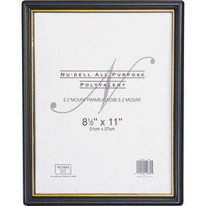 Nu-Dell EZ Mount Plastic Wall Frame - 8.5" x 11" Insert - Wall-mountable - Gold, Black