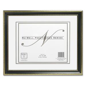 Nu-Dell Prestigious Document Frame - 11" x 14" Frame - 8" x 10" Insert, 8.5" x 11" Insert - Desktop, Wall-mountable - Horizontal, Vertical - Plastic - Black