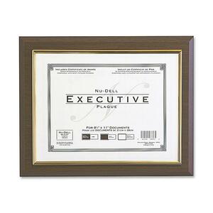 Nu-Dell Insertable Executive Award Plaque - 13" x 10.5" Frame - 11" x 8.5" Insert - Wall-mountable - Horizontal, Vertical - Plastic - Gold, Walnut