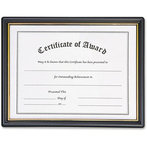 Nu-Dell Framed Award Certificate - 11" x 8.5" Insert - Wall-mountable - Horizontal - Plastic - Black, Gold