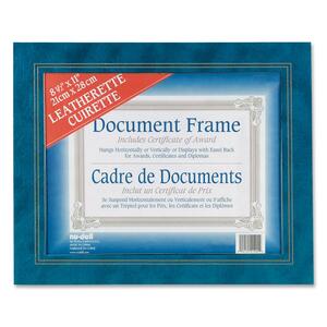Nu-Dell Leatherette Certificate Frame - 11" x 8.5" Insert - Desktop, Wall-mountable - Horizontal, Vertical - Plastic, Leather - Blue