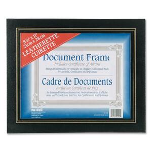 Nu-Dell Leatherette Certificate Frame - 11" x 8.5" Insert - Desktop, Wall-mountable - Horizontal, Vertical - Leather, Plastic - Black