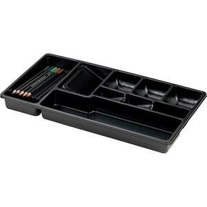 OIC Economy Drawer Tray - 9" x 16" x 1.5" - 9 Compartment(s) - Black