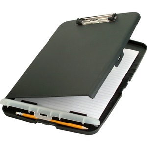 OIC Slim Storage Clipboard - Compartment - Low-profile - Charcoal