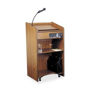 Oklahoma Sound Aristocrat Podium Floor Lectern - Rectangle - 20" x 25" x 46" - Wood - Medium Oak
