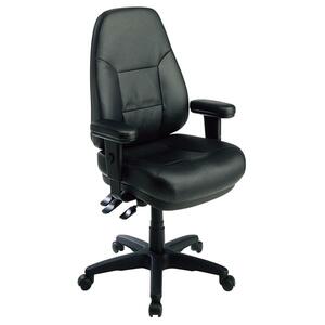 Office Star WorkSmart EL4300 Professional High-Back Leather Chair - Black Frame26" x 27.5" x 49" - Leather Black Seat