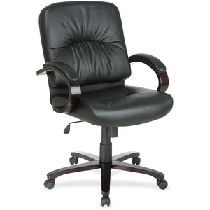 Office Star WorkSmart WD5331 Mid Back Executive Leather Chair - 26.5" x 29" x 42" - Leather Black Seat